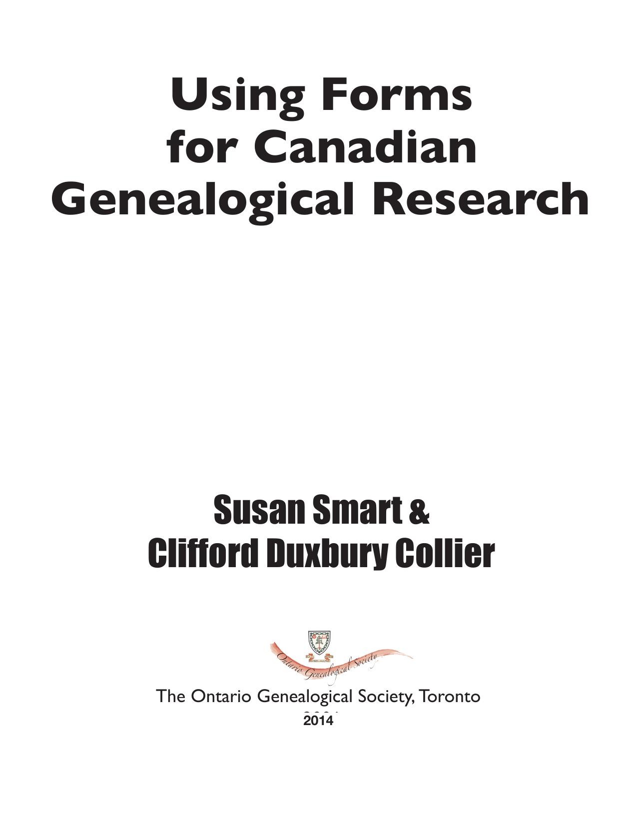 Using Forms for Canadian Genealogical Research